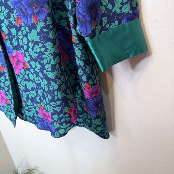 VS | VTG Gold Label Floral Ivy Print Relaxed Mini Nightie Robe Sleep Shirt - Picture 12 of 16